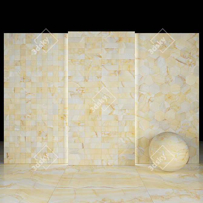 Elegant Fantasy Gold Marble Collection 3D model image 2