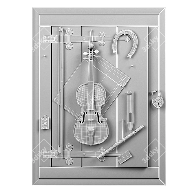 Melodic Melodies: Violin and Music Panel 3D model image 3