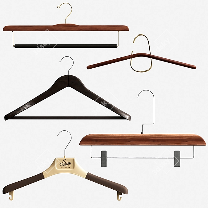 Premium Set of 5 Hangers 3D model image 1