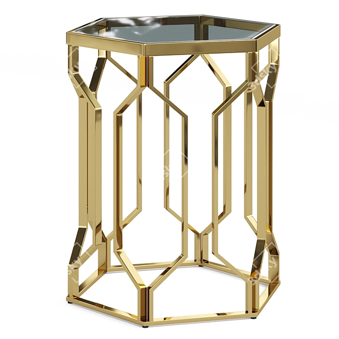 Hexagonal Gold Coffee Table 3D model image 1