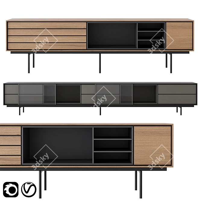 Modern Aura TV Stand: Sleek Design, Multifunctional 3D model image 1