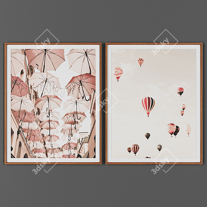 Wooden Frame Picture Set 3D model image 1