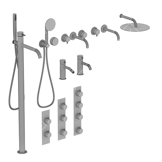 Quadro Set 2: High-quality Plumbing Mixers 3D model image 5