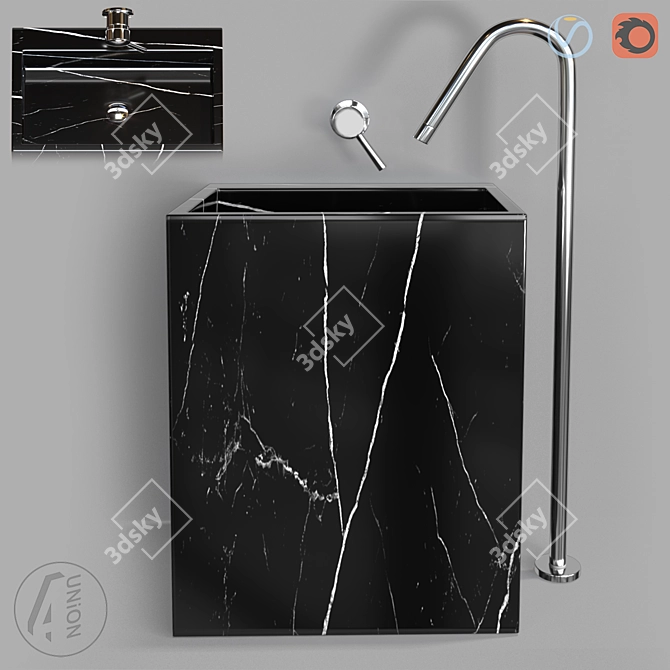 Luxury Marble Washbasin 3D model image 1