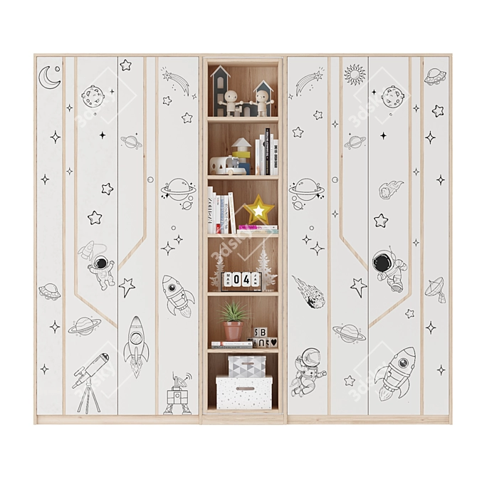 Kids Wardrobe 05: Spacious, Stylish, Storage Solution 3D model image 1