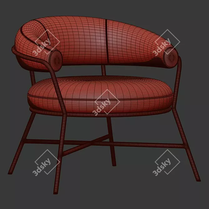 Cozy Curved Armchair 3D model image 5