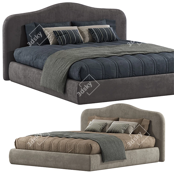 Luxury Upholstered Double Bed - MEDEA 3D model image 1