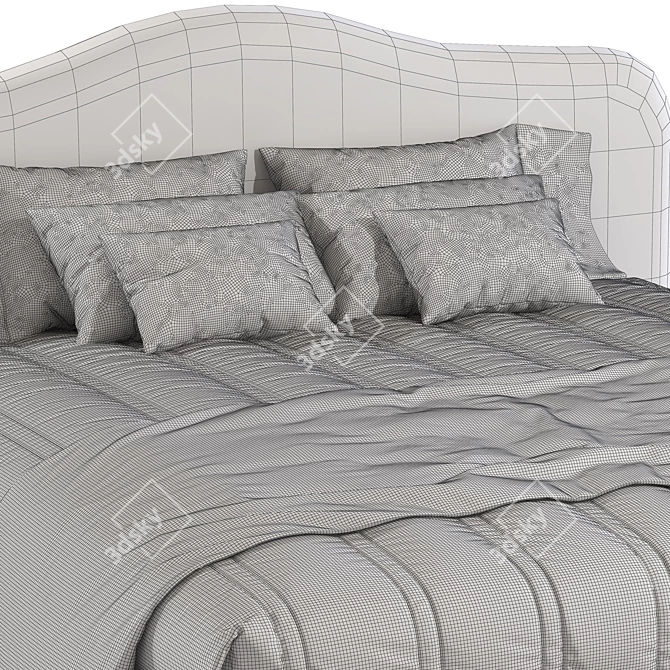 Luxury Upholstered Double Bed - MEDEA 3D model image 5