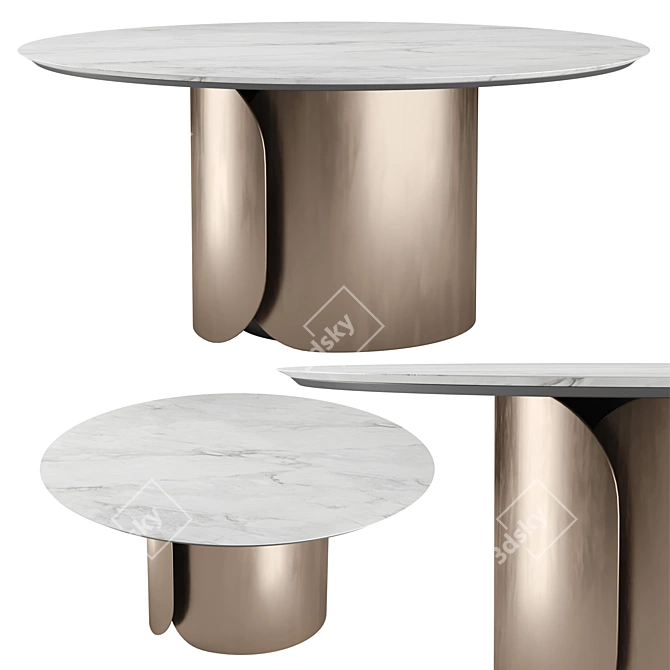 Olivya Stone Round Dining Table with Aural Design 3D model image 1