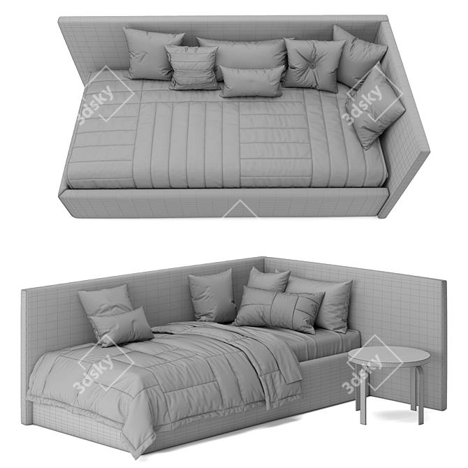 WoodNotes Corner Bed: Modern and Functional 3D model image 4