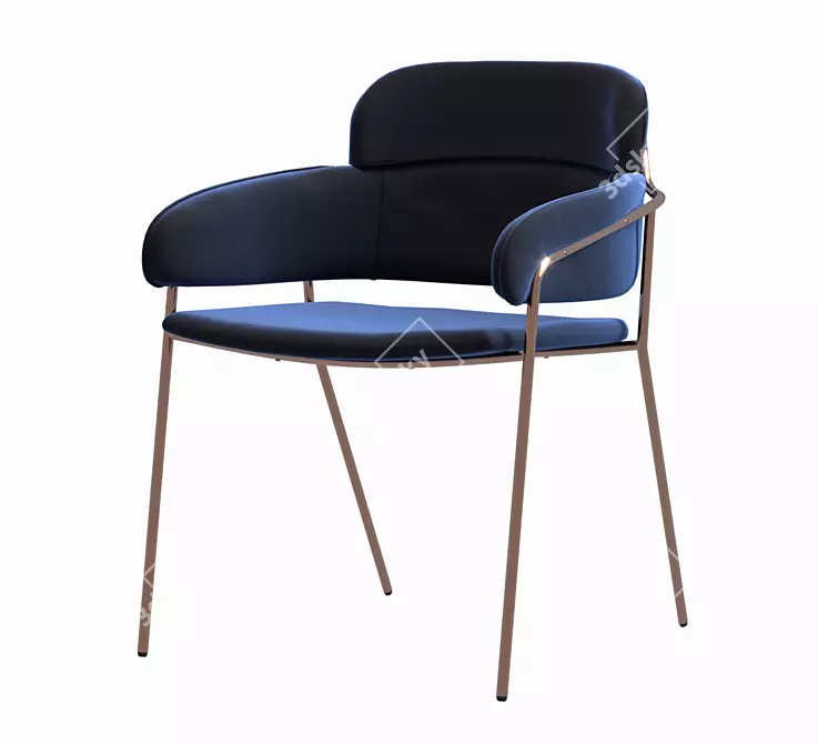 Elegant Velvet Metal Chair 3D model image 1
