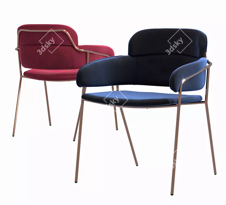 Elegant Velvet Metal Chair 3D model image 2