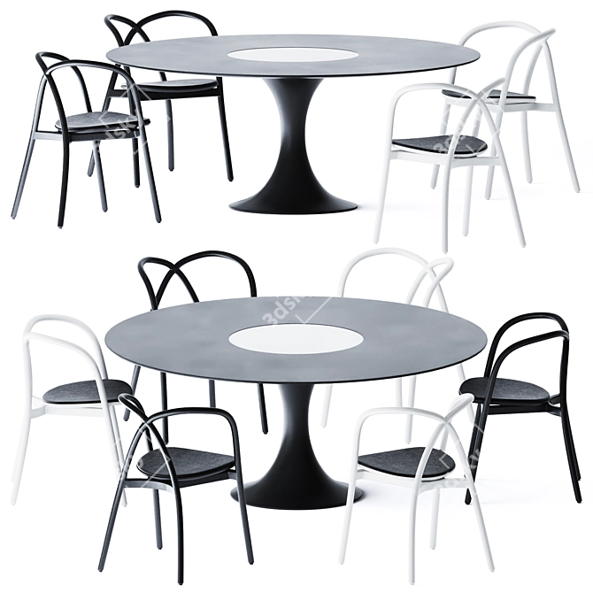 Elegant Manzu Dining Table 3D model image 1