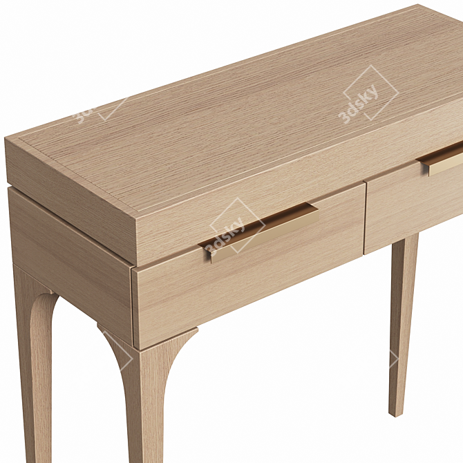 Modern Wood Console with 2 Drawers 3D model image 3