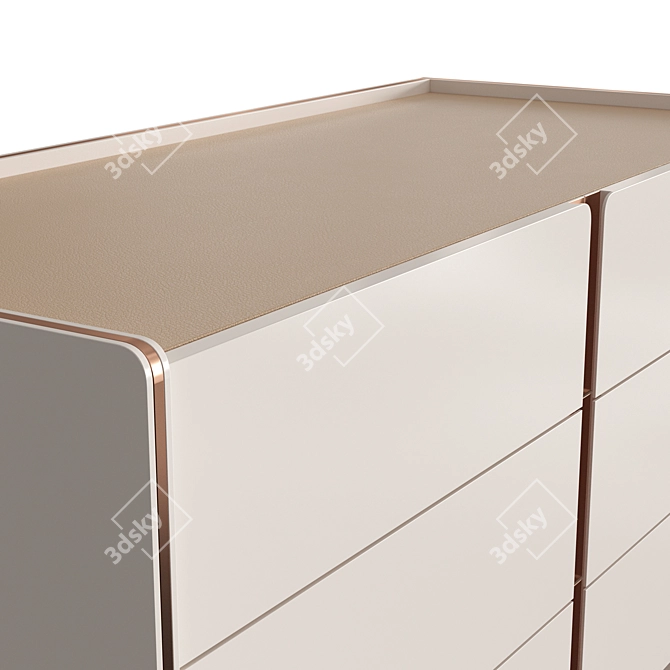 Praddy Havasu Chest: Modern Style, Marble Finish, Three Drawers 3D model image 3