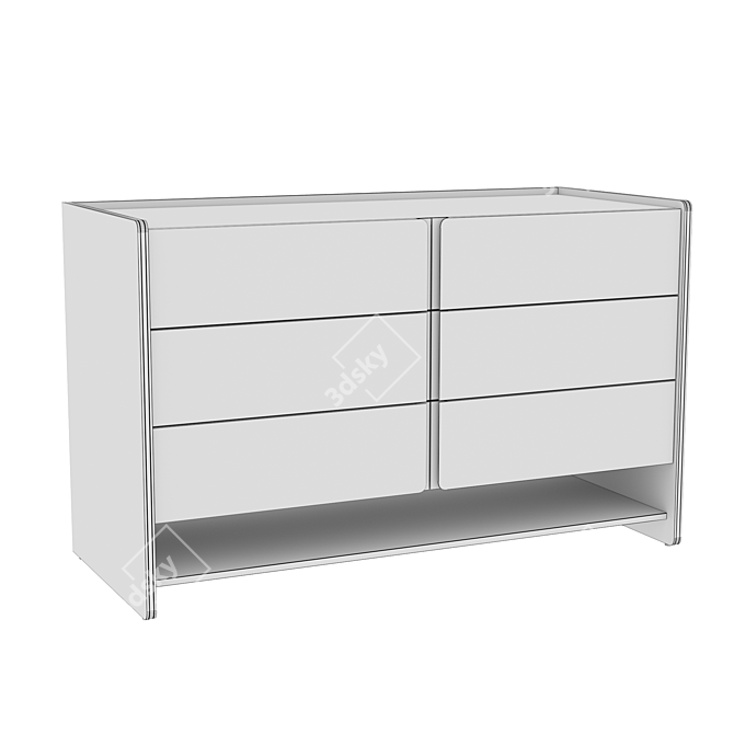 Praddy Havasu Chest: Modern Style, Marble Finish, Three Drawers 3D model image 5