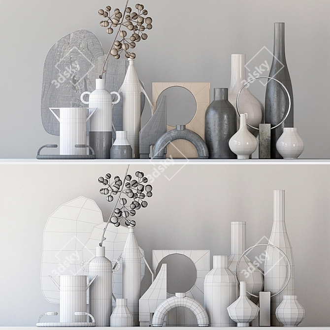 Elegant Vase Set: Perfect for Decoration 3D model image 4