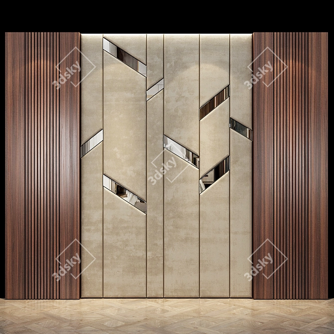 Elegant Geometric Wall Panel 3D model image 1