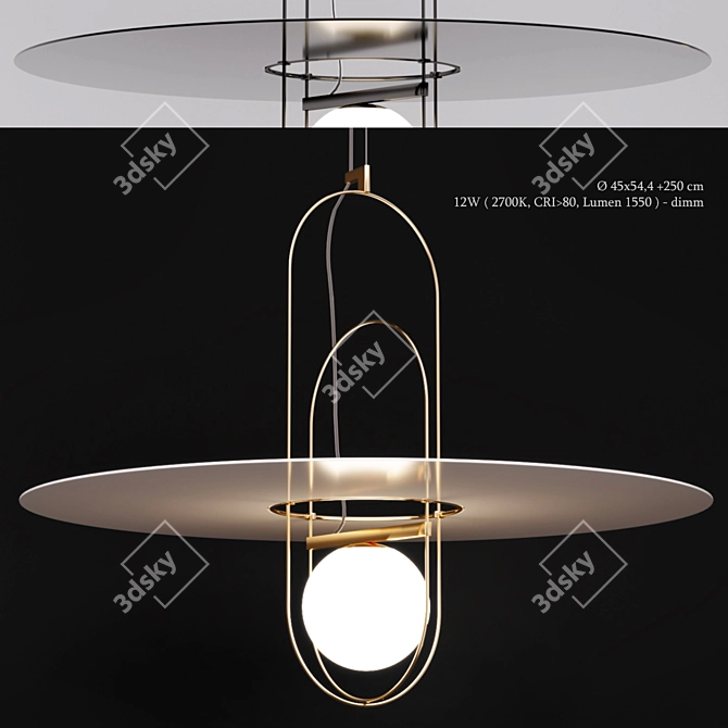 Elegant Italian Blown Glass Pendant: FontanaArte SETAREH 3D model image 1