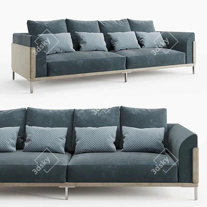 Elegant Vittoria Velvet Sofa 3D model image 1