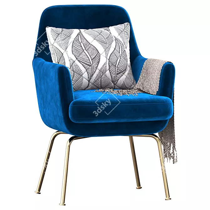 Title: Vienna Velvet Celine Armchair 3D model image 3