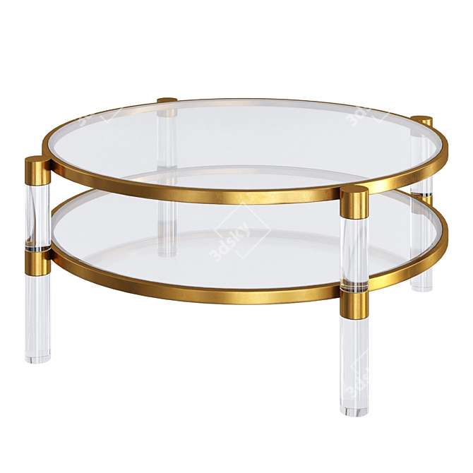 Oscarine Mirrored Lucite Coffee Table, Round 3D model image 1