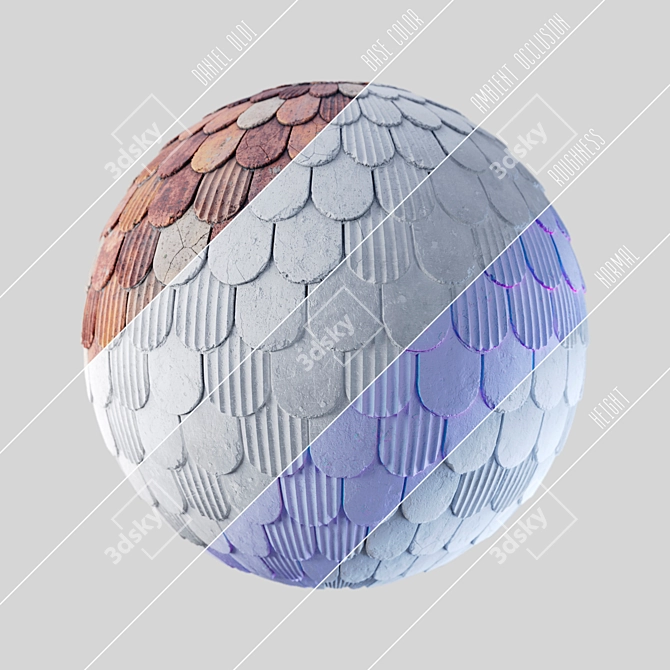 Seamless Ceramic Roof Tiles 3D model image 5