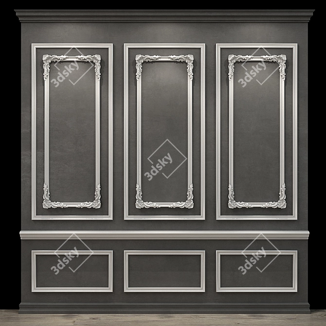 Stylish Gypsum Stucco Panel 3D model image 1