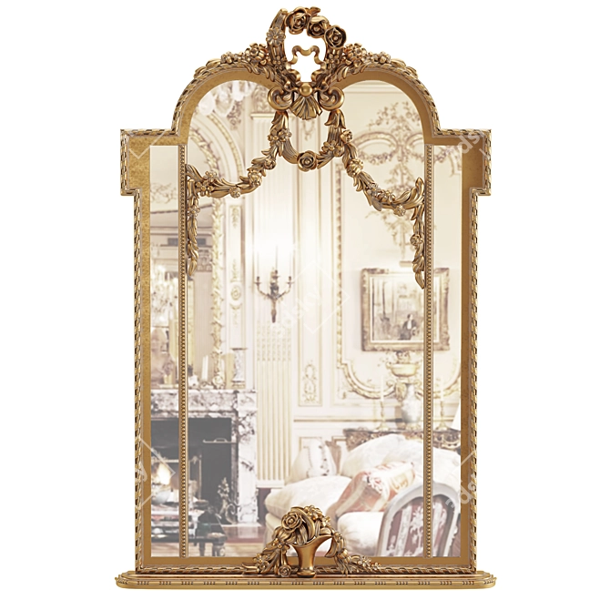 Antique Gold/Black Louis XVI Mirror 3D model image 1