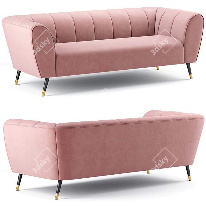 Luxurious Beaumont Velvet Sofa by Meridian Furniture 3D model image 1