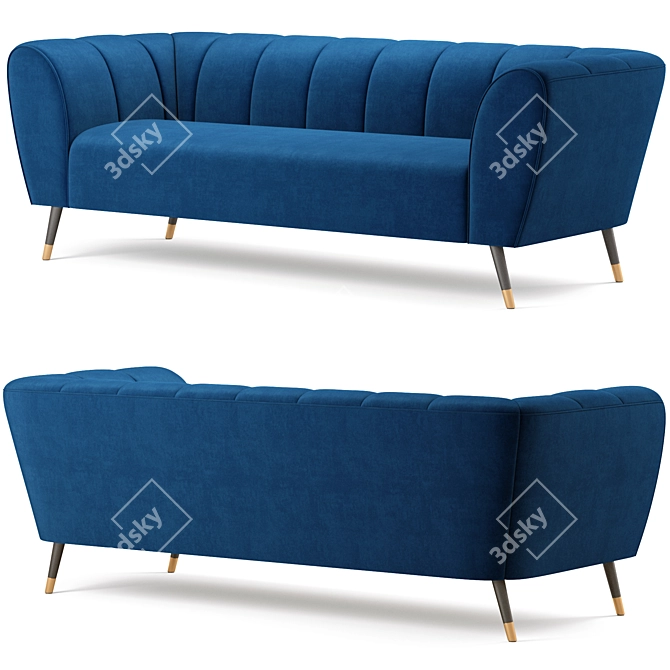 Luxurious Beaumont Velvet Sofa by Meridian Furniture 3D model image 2