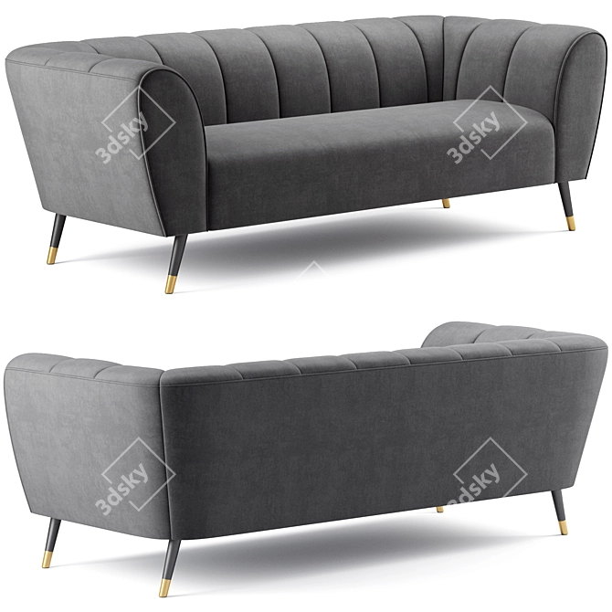 Luxurious Beaumont Velvet Sofa by Meridian Furniture 3D model image 3