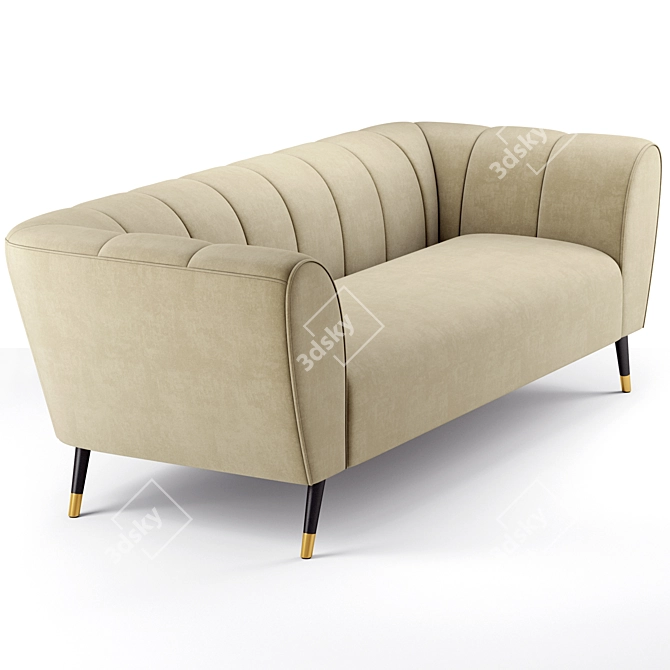 Luxurious Beaumont Velvet Sofa by Meridian Furniture 3D model image 4