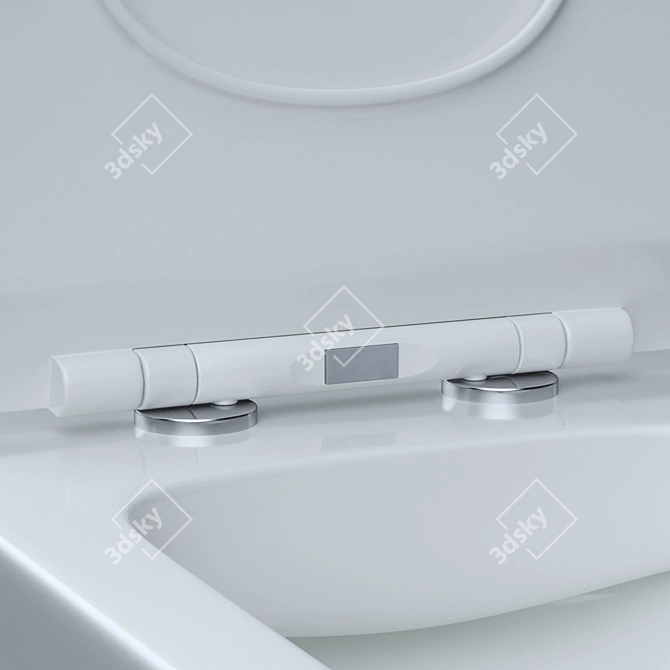 Sleek Hanging Toilet with Quick-Release Seat 3D model image 2