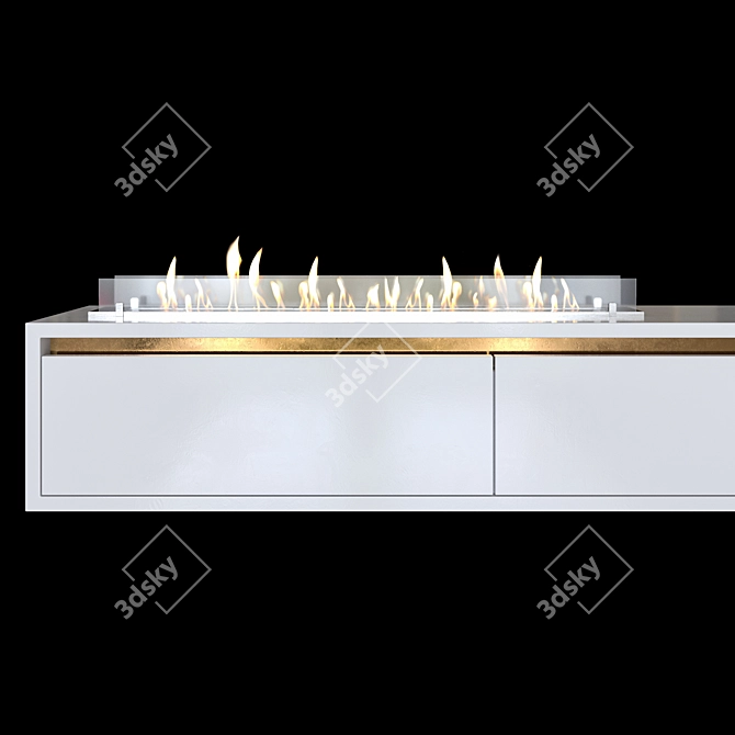 Modern Wall-Mounted TV Stand with Bio Fireplace 3D model image 2