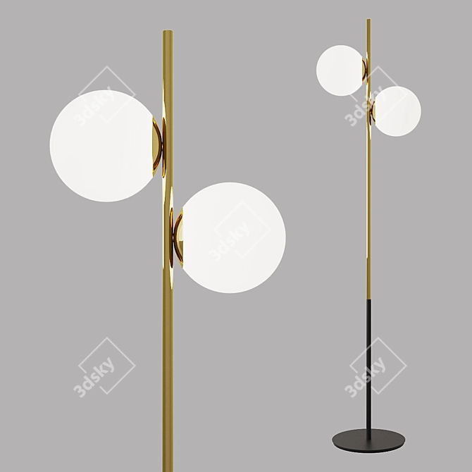 Elegant 2-Light Jugen Floor Lamp 3D model image 2