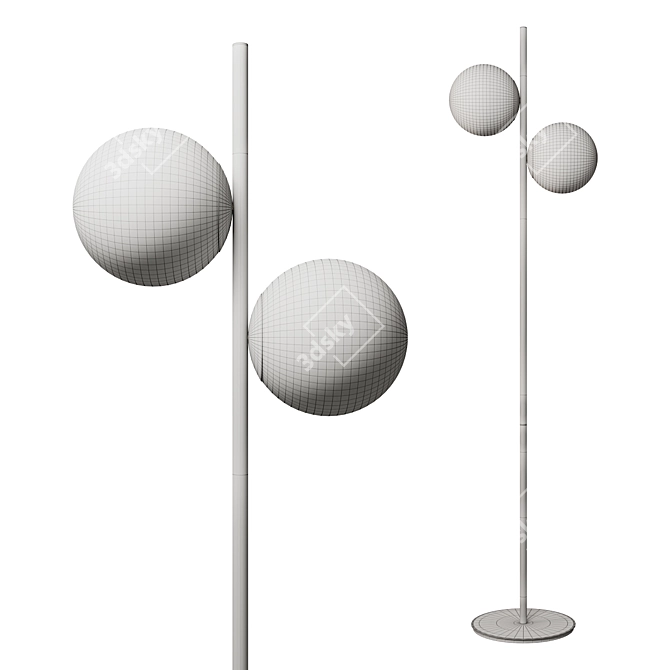 Elegant 2-Light Jugen Floor Lamp 3D model image 3