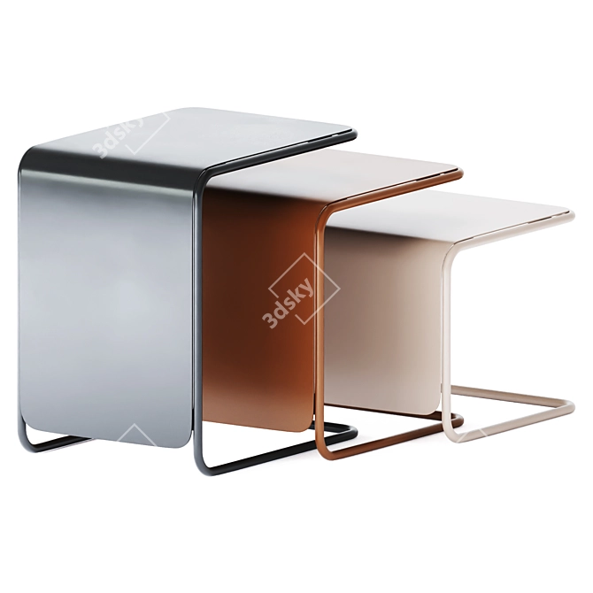 Sleek Metal Coffee Table 3D model image 2