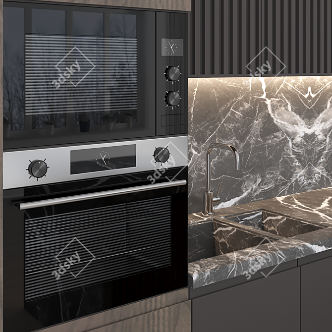 Modern Island Kitchen: High-Quality Renders 3D model image 4