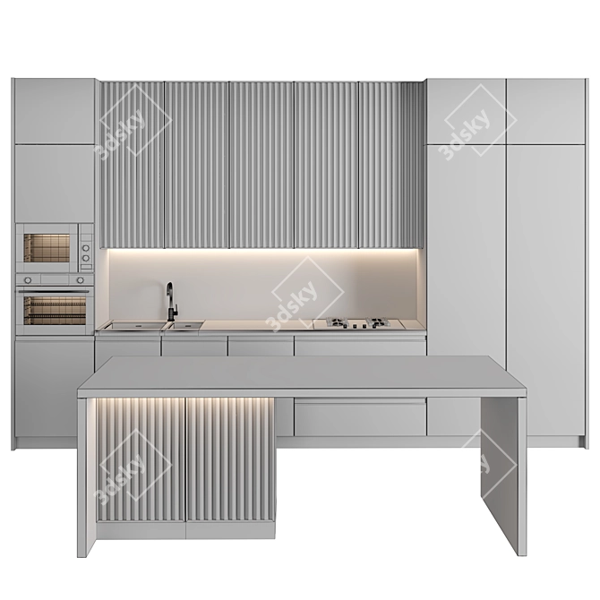 Modern Island Kitchen: High-Quality Renders 3D model image 5