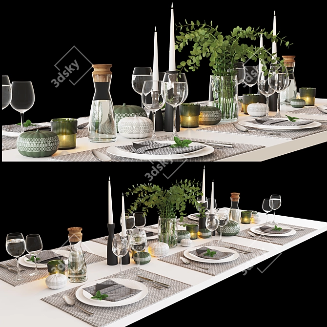 Elegant Dining Table Set 3D model image 1