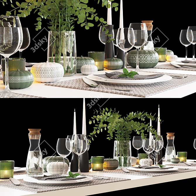 Elegant Dining Table Set 3D model image 2