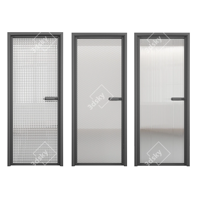 Elegant Glass Door Set 3D model image 4