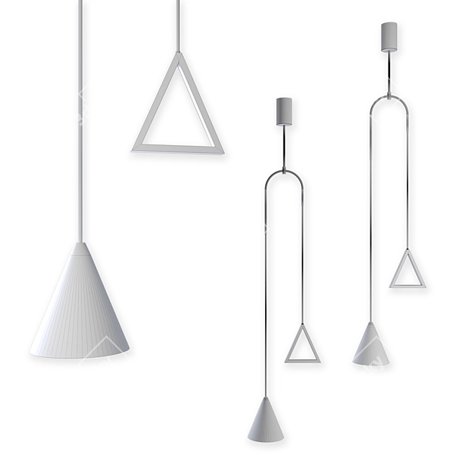 Fergus Pendant Light with Dual Cone and Triangle Shades 3D model image 2