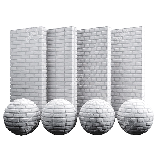 Industrial White Brick Texture: Ready-to-Use 3D Material 3D model image 1