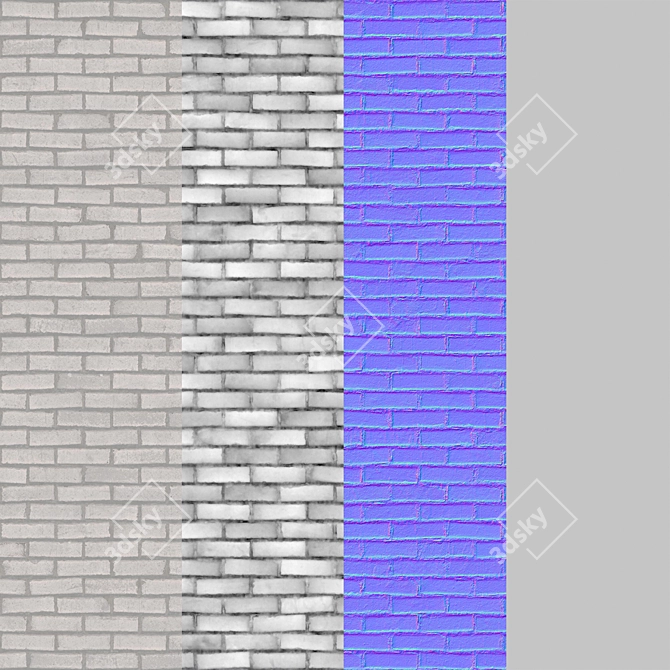 Industrial White Brick Texture: Ready-to-Use 3D Material 3D model image 3