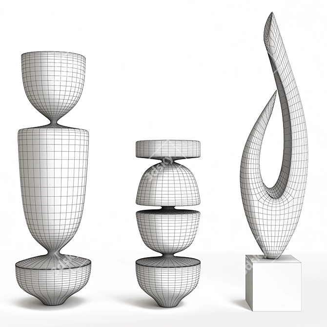 Modern Sculpture Set of 3 3D model image 4