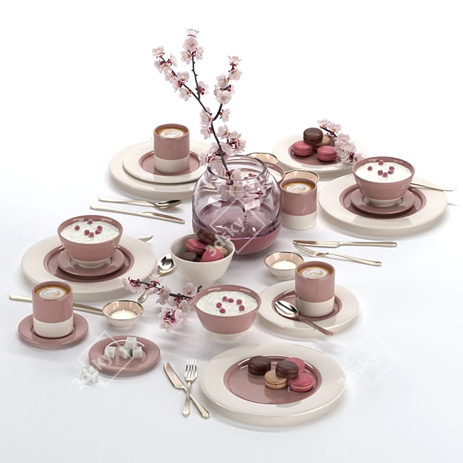 Elegant Table Setting Ensemble 3D model image 1