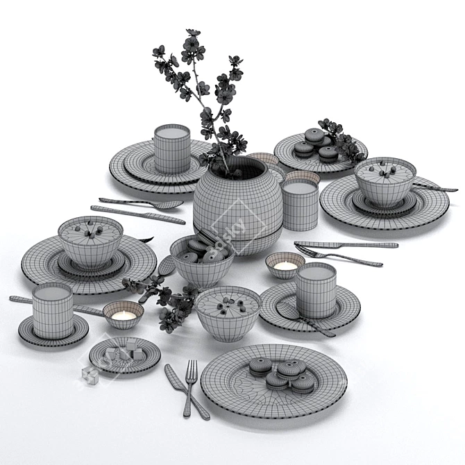 Elegant Table Setting Ensemble 3D model image 5