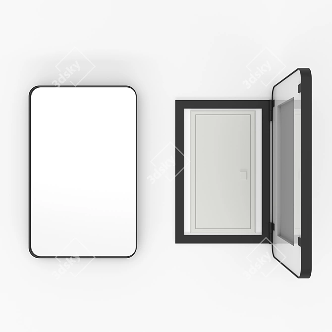 Metal Framed Folding Mirror: Iron Flap, Rectangular 3D model image 1